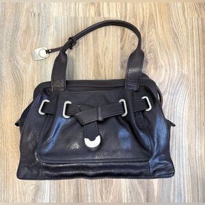 B Makowsky Soft Leather Top Handle Satchel Brown